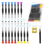 18PCS Mini Precision Screwdriver Set With Case, Lengnoyp Magnetic Small Flathead Phillips Pentalobe Torx Star Screwdriver Set Kit and Tweezers for Repairing Computer Eyeglass Phone Watch