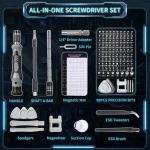 SHOWPIN 122 in 1 Precision Computer Screwdriver Kit, Laptop Screwdriver Sets with 101 Magnetic Drill Bits, Computer Accessories, Electronics Tool Kit Compatible for Tablet, PC, iPhone, PS4 Repair