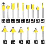 KOWOOD Router Bits Set of 15 Pieces 1/4 Inch Woodwork Tools for Beginners
