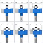 Newdeli Rabbet Router Bit Set 1/4 Inch Shank - 4Pcs Rabbeting Router Bits（1/8",1/4",3/8", 1/2" Height） with 6 Bearings Set (3/8", 1/2", 5/8", 3/4", 7/8", 1-1/8" Bearings) - Wood Biscuit Slot Cutters