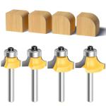 4PCS Router Bit Set Feanron Router Bits 1/4 inch Shank, Roundover Router Bit Cutting Diameter in 1/8", 1/4", 3/16", 5/16", CNC Router Bits Edging Cutter for Woodworking Forming Molding Profiling