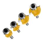 TOTOWOOD Roundover Router Bit Set，4pcs Router bit Set，1/4 inch Shank，Radius in 1/8", 1/4", 3/16", 5/16"，Bearing Guide for Rounding Edge bit (4pcs Roundover Router Bit)