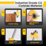 4PCS Router Bit Set Feanron Router Bits 1/4 inch Shank, Roundover Router Bit Cutting Diameter in 1/8", 1/4", 3/16", 5/16", CNC Router Bits Edging Cutter for Woodworking Forming Molding Profiling