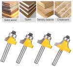 TOTOWOOD Roundover Router Bit Set，4pcs Router bit Set，1/4 inch Shank，Radius in 1/8", 1/4", 3/16", 5/16"，Bearing Guide for Rounding Edge bit (4pcs Roundover Router Bit)
