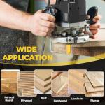 Junreox 4PCS Flush Trim Route Bit 1/4 Shank, Premium Pattern Flush Cut Route Bit with Bearing to Prevent Tear-Out, Straight Cut Carbide Tipped Template Router Bit for Woodworking, Milling, Trimming