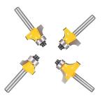 TOTOWOOD Roundover Router Bit Set，4pcs Router bit Set，1/4 inch Shank，Radius in 1/8", 1/4", 3/16", 5/16"，Bearing Guide for Rounding Edge bit (4pcs Roundover Router Bit)