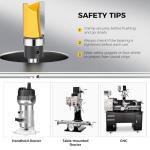 Junreox 4PCS Flush Trim Route Bit 1/4 Shank, Premium Pattern Flush Cut Route Bit with Bearing to Prevent Tear-Out, Straight Cut Carbide Tipped Template Router Bit for Woodworking, Milling, Trimming
