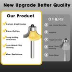 4PCS Router Bit Set Feanron Router Bits 1/4 inch Shank, Roundover Router Bit Cutting Diameter in 1/8", 1/4", 3/16", 5/16", CNC Router Bits Edging Cutter for Woodworking Forming Molding Profiling