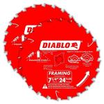 Diablo Tracking Point 7-1/4 in. 24-Tooth Circular Saw Blades – 2-Pack - Tico Carbide, Smooth Cutting, Low Vibration, Non-Stick Coating – D0724VPX