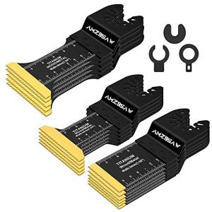 AMZBSAW 16 PCS Titanium Oscillating Saw Blades Metal Cutting, Multitool Blades for Soft Metal Nails Hard Material and Wood Plastic, Multi Tool Blades Kits Fit Dewalt Ryobi Bosch Milwaukee