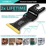 AMZBSAW 16 PCS Titanium Oscillating Saw Blades Metal Cutting, Multitool Blades for Soft Metal Nails Hard Material and Wood Plastic, Multi Tool Blades Kits Fit Dewalt Ryobi Bosch Milwaukee