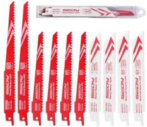 10-Piece Ultimate Reciprocating Saw Blade Set, Premium 6 & 8 Inch Wood & Metal Cutting Pruner Saw Blades with Storage Box