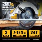 7 1/4 Inch Framing Circular Saw Blade-3Pack, 24T ATB Carbide Teeth, Lightweight for Cordless Saws. Super Thin Kerf for Cutting Wood, Plywood, MDF, OSB, Hardwood, Softwood & More.