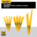 DEWALT Reciprocating Saw Blades, 10 Piece Combination Set, Various Sizes (DW4898)