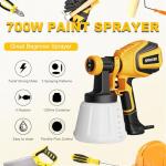 VONFORN Paint Sprayer, 700W HVLP Spray Gun with Cleaning & Blowing Joints, 4 Nozzles and 3 Patterns, Easy to Clean, for Furniture, Cabinets, Fence, Walls, Door, Garden Chairs etc. VF803