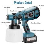 Paint Sprayer, 650W Cordless with 2 X 4000mAh 21V Battery, All Copper Motor 6 Nozzles & 3 Spray Modes, 1400ml Container, Paint Sprayer Gun for House Painting, Ideal for Fence Cabinets Wall