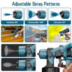 Paint Sprayer, 650W Cordless with 2 X 4000mAh 21V Battery, All Copper Motor 6 Nozzles & 3 Spray Modes, 1400ml Container, Paint Sprayer Gun for House Painting, Ideal for Fence Cabinets Wall