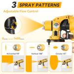 Paint Sprayer, Cosyjazz 1200W HVLP Spray Paint Gun with 5 Nozzles & 3 Spray Patterns, Adjustable Flow Control, 1400ml Container & Cleaning Tools, for House Painting, Fences, Cabinets, Walls etc.