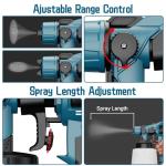 Paint Sprayer, 650W Cordless with 2 X 4000mAh 21V Battery, All Copper Motor 6 Nozzles & 3 Spray Modes, 1400ml Container, Paint Sprayer Gun for House Painting, Ideal for Fence Cabinets Wall