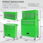 Dawmilon Tool Chest, 8-Drawer Rolling Tool Storage Cabinet with Wheels, Detachable Top Tool Box, and Locking Mechanism, Metal Barber Tool Cart with Liner and 6 Hooks for Garage, Workshop, Green
