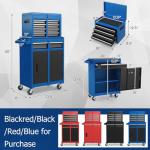 Goplus Rolling Tool Chest, 5-Drawer Tool Box Organizer w/Lockable Wheels & Sliding Drawers & Detachable Top & Adjustable Shelf, Tool Storage Cabinet for Garage Workshop (Blue)