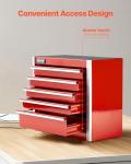 VEVOR Metal Tool Box, 8.6-inch, Portable Metal Tool Box with 5 Drawers, Small Tool Chest with EVA Liners and PP Feet Pads, Heavy-Duty Steel With Ball Bearing Opening and Powder Coated Finish, Red