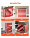 VEVOR Metal Tool Box, 8.6-inch, Portable Metal Tool Box with 5 Drawers, Small Tool Chest with EVA Liners and PP Feet Pads, Heavy-Duty Steel With Ball Bearing Opening and Powder Coated Finish, Red