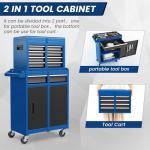 Goplus Rolling Tool Chest, 5-Drawer Tool Box Organizer w/Lockable Wheels & Sliding Drawers & Detachable Top & Adjustable Shelf, Tool Storage Cabinet for Garage Workshop (Blue)