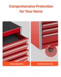 VEVOR Metal Tool Box, 8.6-inch, Portable Metal Tool Box with 5 Drawers, Small Tool Chest with EVA Liners and PP Feet Pads, Heavy-Duty Steel With Ball Bearing Opening and Powder Coated Finish, Red