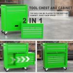 Dawmilon Tool Chest, 8-Drawer Rolling Tool Storage Cabinet with Wheels, Detachable Top Tool Box, and Locking Mechanism, Metal Barber Tool Cart with Liner and 6 Hooks for Garage, Workshop, Green