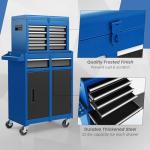 Goplus Rolling Tool Chest, 5-Drawer Tool Box Organizer w/Lockable Wheels & Sliding Drawers & Detachable Top & Adjustable Shelf, Tool Storage Cabinet for Garage Workshop (Blue)