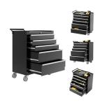 IDEALHOUSE Rolling Tool Chest, 5 Drawers Tool Storage Cabinet, Toolbox with Wheels, Portable Tool Cabinet Organizer with Locking System & Drawer Liners, Tool Storage Cart for Garage, Workshop, Black