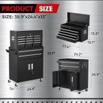 INTERGREAT 8-Drawers Rolling Tool Chest, Assembled Tool Chest with Wheels, Detachable Top Tool Box, Tool Cabinet for Repair Room,Warehouse, Rolling Tool Box with Hooks,Tray Divider,Liners(Black)