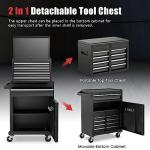 Goplus Tool Chest, 5 Drawers Rolling Tool Cabinet with Detachable Top Toolbox, Universal Lockable Wheels, Lock Bar, Protective Liner & Tool Rack, Metal Tool Storage Cart, Tool Box for Garage Workshop