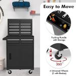 Goplus Tool Chest, 5 Drawers Rolling Tool Cabinet with Detachable Top Toolbox, Universal Lockable Wheels, Lock Bar, Protective Liner & Tool Rack, Metal Tool Storage Cart, Tool Box for Garage Workshop