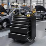 IDEALHOUSE Rolling Tool Chest, 5 Drawers Tool Storage Cabinet, Toolbox with Wheels, Portable Tool Cabinet Organizer with Locking System & Drawer Liners, Tool Storage Cart for Garage, Workshop, Black