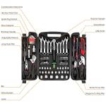 TLGREEN 95 Piece Tool Set, Tool Kit, Mechanics Tool Set, Portable Toolbox with Adjustable Wrench Pliers Socket Bits, with Plastic Toolbox, for House Apartment Garage (Red)