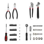 TLGREEN 95 Piece Tool Set, Tool Kit, Mechanics Tool Set, Portable Toolbox with Adjustable Wrench Pliers Socket Bits, with Plastic Toolbox, for House Apartment Garage (Red)