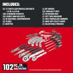 CRAFTSMAN 102-Piece Tool Kit for Home and Car, Durable Hand Tools Set with SAE and Metric Socket Set, Screwdrivers, Wrench, Hammer, Pliers, Knife, Hex Keys, Specialty Bits, Tape Measure (CMMT99449)