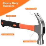 8/16/24oz Straight Rip Fiberglass General Purpose Claw Hammer, with Smooth Face & Non-slip Grip