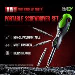 SUNHZMCKP 8 in 1 Screwdriver, Portable multi-purpose screwdriver set，High-Strength Bits, Phillips, Slotted, Torx，Suitable for outdoor and daily repair tools,Practical hand tools
