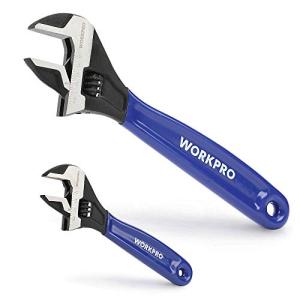 WORKPRO 2-Piece Adjustable Wrench Set, 6-Inch & 10-Inch Wide Jaw Black Oxide Wrench, Cr-V Steel, Metric & SAE Scales, Max Jaw Opening 15/16" & 1-5/16", for Home Repairs, Plumbing, Garage Work