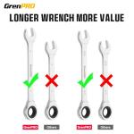 GRENPRO Ratcheting Wrench Set, Combination Wrench Set, 22-Piece SAE & Metric and Standard, 72Th Long Open End, 1/4" to 3/4" & 6-18mm, Organizer With Roll Up Pouch, CR-V Socket Mechanic Hand Tools Sets