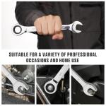 GRENPRO Ratcheting Wrench Set, Combination Wrench Set, 22-Piece SAE & Metric and Standard, 72Th Long Open End, 1/4" to 3/4" & 6-18mm, Organizer With Roll Up Pouch, CR-V Socket Mechanic Hand Tools Sets