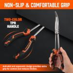 HORUSDY 3-Piece 11 Inch Long Reach Needle Nose Pliers Set, Extra Long Straight, 45° & 90° Bent Nose Pliers with 3 Magnetic Plier Racks and Roll-Up Storage Bag for Tight Spaces