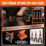 HORUSDY 3-Piece 11 Inch Long Reach Needle Nose Pliers Set, Extra Long Straight, 45° & 90° Bent Nose Pliers with 3 Magnetic Plier Racks and Roll-Up Storage Bag for Tight Spaces