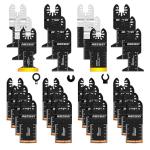 AMZWEI 28PCS Oscillating Saw Blades, Professional Universal Titanium Multitool Blades for Wood Metal, Quick Release Multi Tool Blades Kits Compatible with Dewalt Ryobi Milwaukee Rockwell Fein