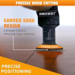 AMZWEI 50PCS Titanium Oscillating Tool Blades, Curved Edge Oscillating Saw Blades for Metal, Wood, Plastic, Quick Release Multi Tool Blades Compatible with Dewalt Milwaukee Ryobi Rockwell Fein