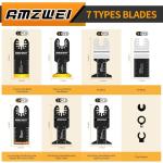 AMZWEI 28PCS Oscillating Saw Blades, Professional Universal Titanium Multitool Blades for Wood Metal, Quick Release Multi Tool Blades Kits Compatible with Dewalt Ryobi Milwaukee Rockwell Fein