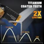 AMZWEI 50PCS Titanium Oscillating Tool Blades, Curved Edge Oscillating Saw Blades for Metal, Wood, Plastic, Quick Release Multi Tool Blades Compatible with Dewalt Milwaukee Ryobi Rockwell Fein